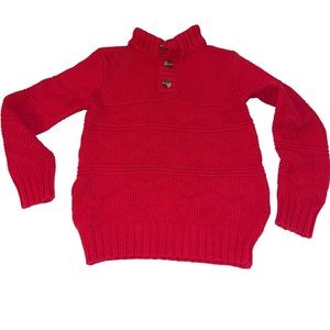 Cat & Jack‎ Cable knit pull over red sweater with buttons at the neck siz…